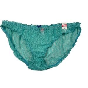 Cosmopolitan‎ Lace Bikini Panty 9/XXL Turquoise Blue Nylon Stretch Womens  New